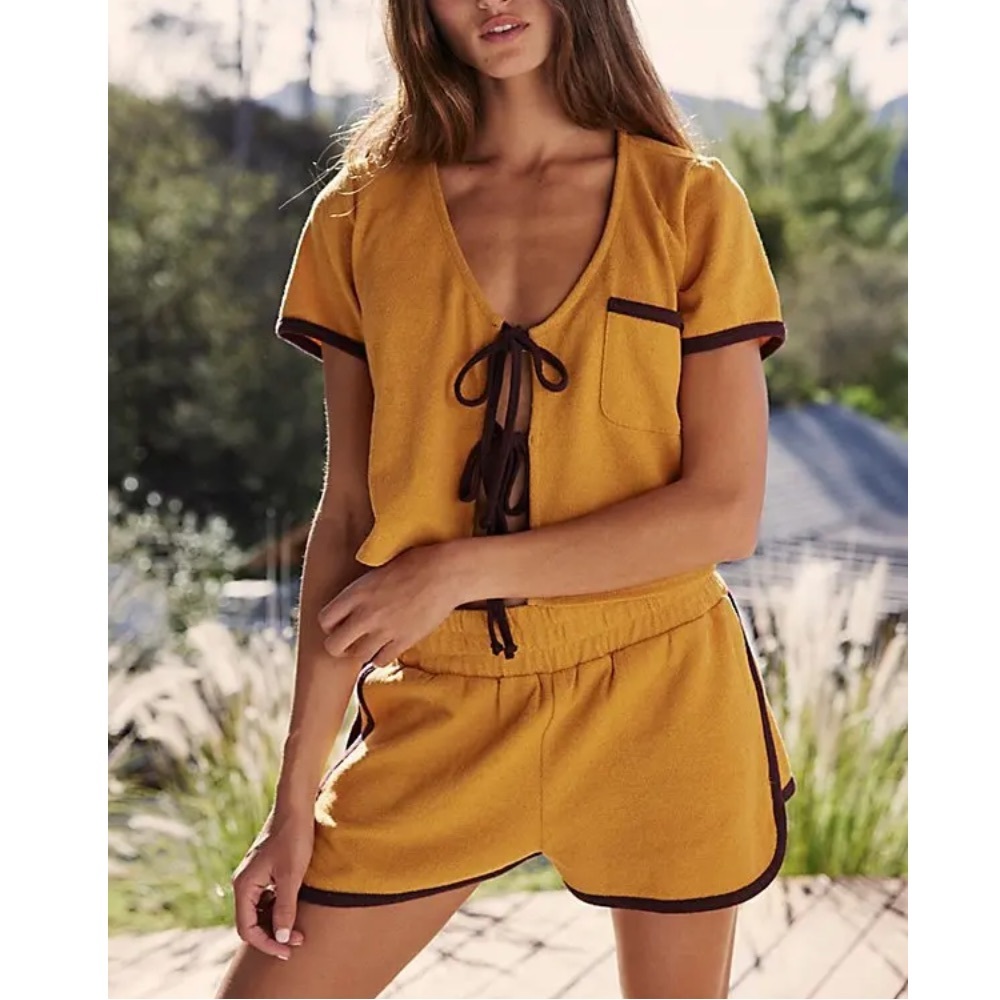 Free People Barbra Two Piece Set Golden Pollen